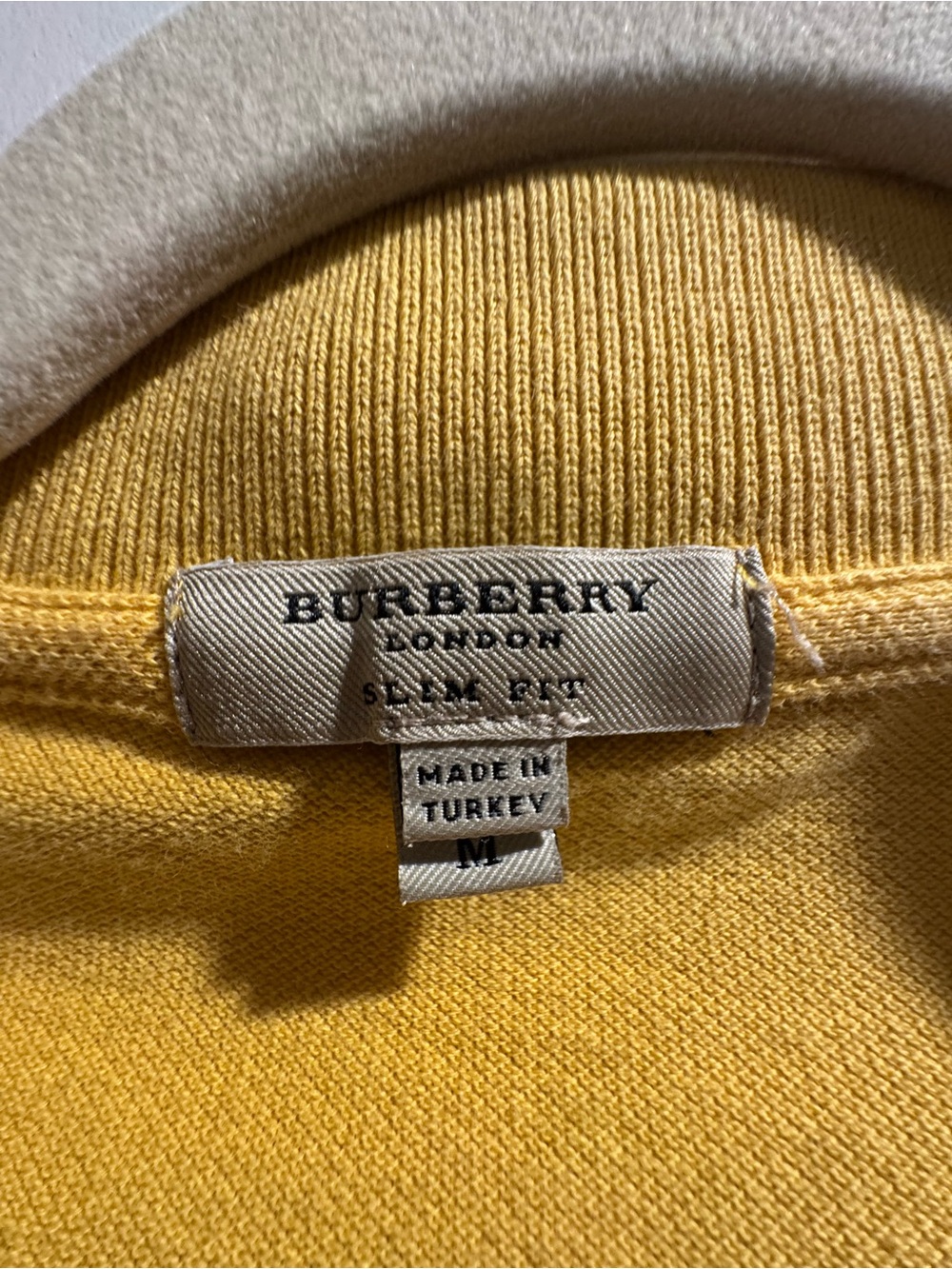 Men’s Burberry Yellow Polo Shirt with Chest Logo - Picture 3 of 6